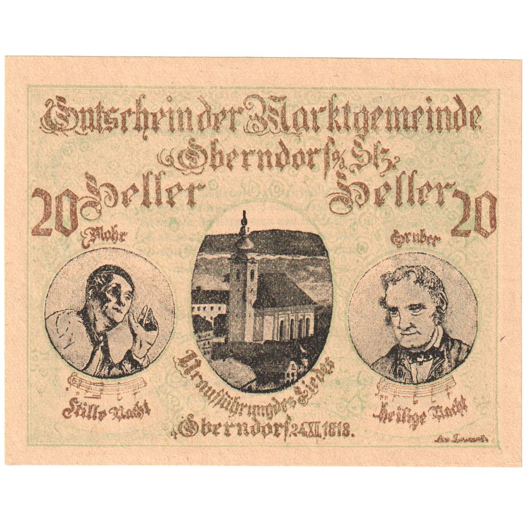 Autriche, Oberndorf, 20 Heller, portrait, 1920, 1920-12-31, SPL, Mehl:FS 690a