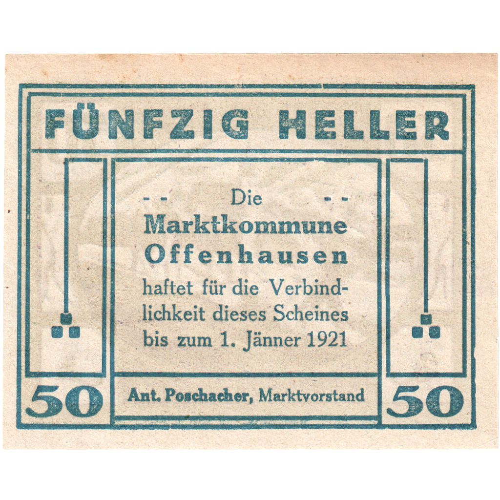 Autriche, Offenhausen, 50 Heller, champs, 1921, 1921-01-01, SPL, Mehl:FS 705b