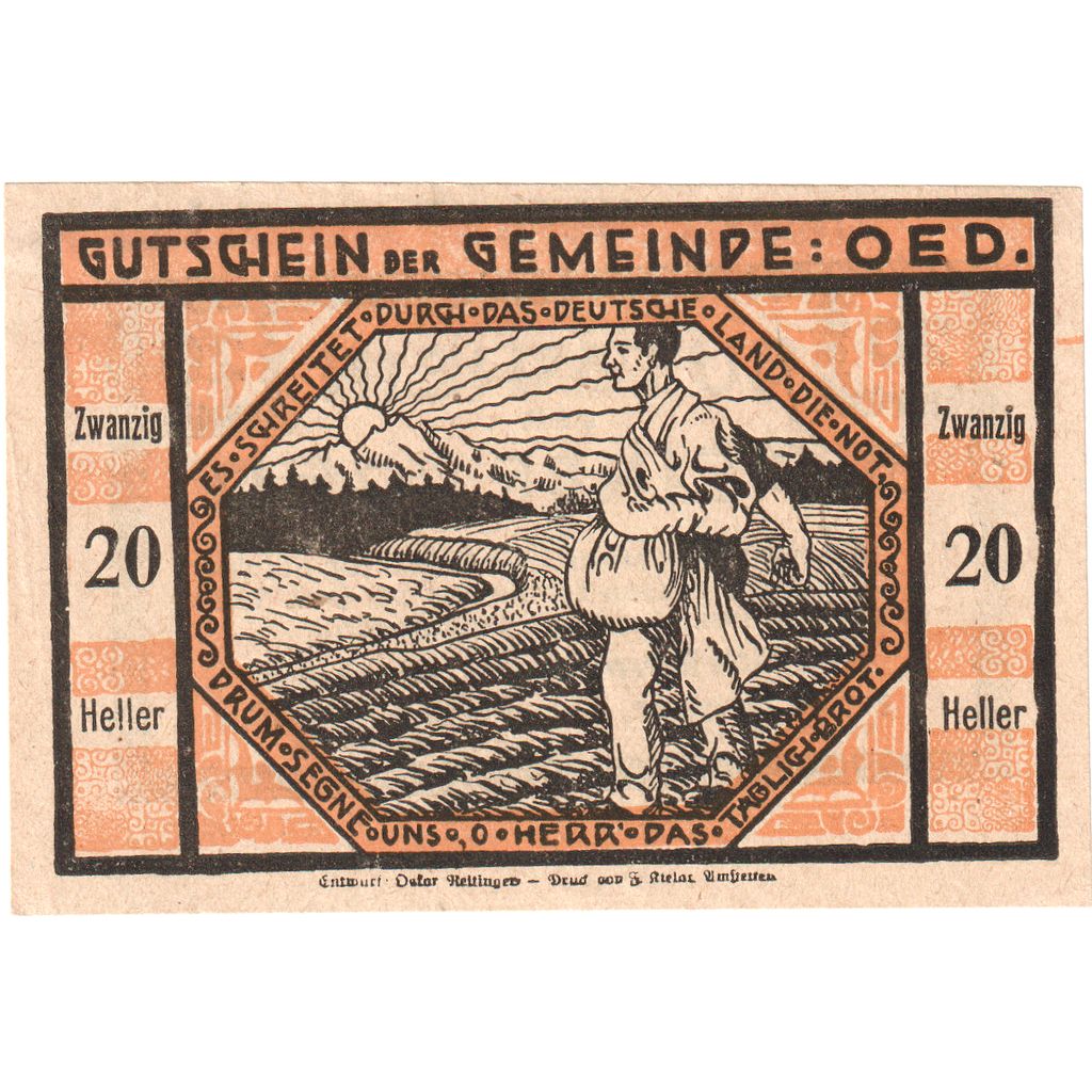 Austria, Oed, 20 Heller, paysage, 1920, 1920-12-31, UNC(63), Mehl:FS 703a