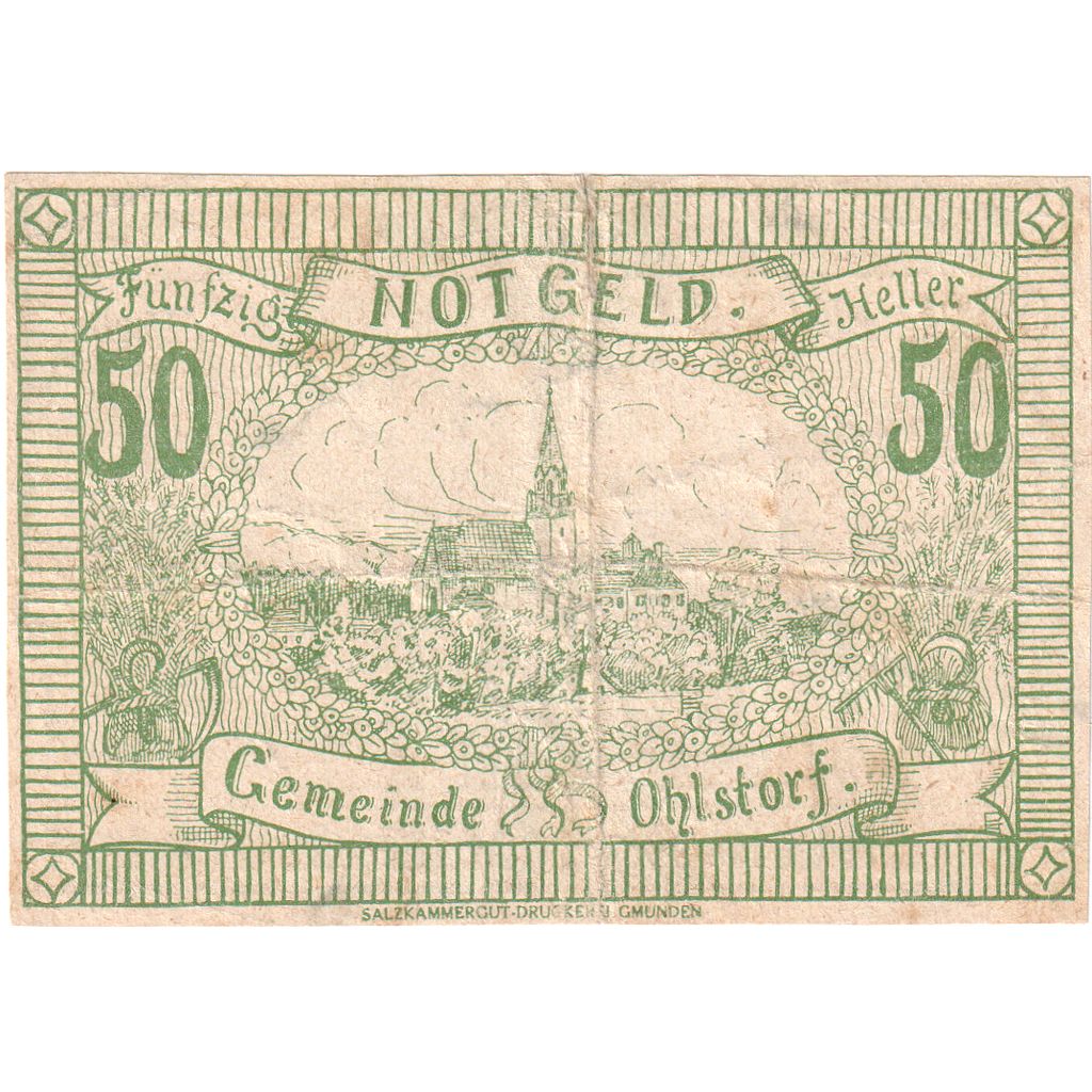 Oostenrijk, Ohlstorf, 50 Heller, Eglise, 1920, TTB, Mehl:FS 708i