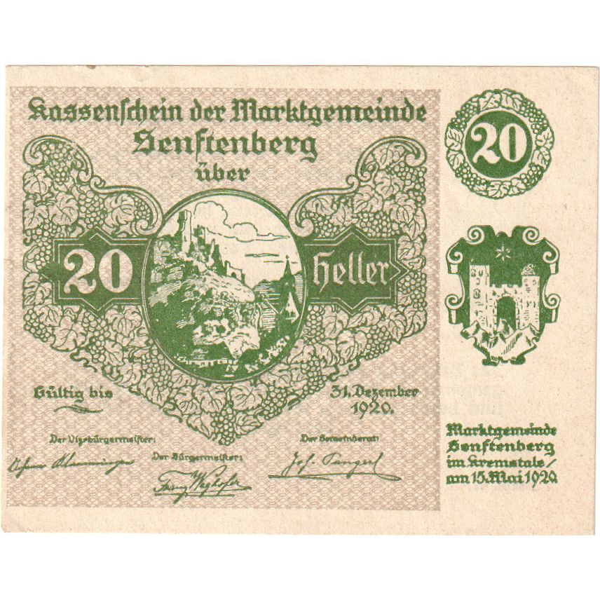 Oostenrijk, Senftenberg, 20 Heller, ruine, 1920, 1920-12-31, SPL, Mehl:FS 993c