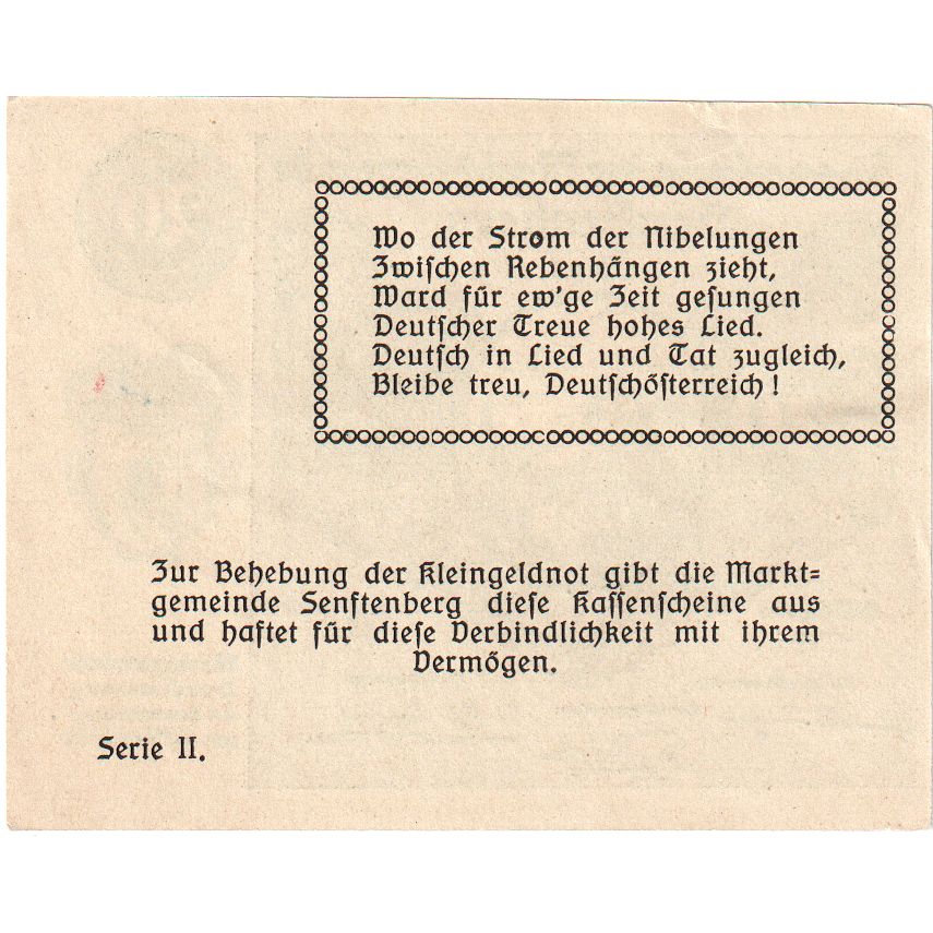 Oostenrijk, Senftenberg, 20 Heller, ruine, 1920, 1920-12-31, SPL, Mehl:FS 993c