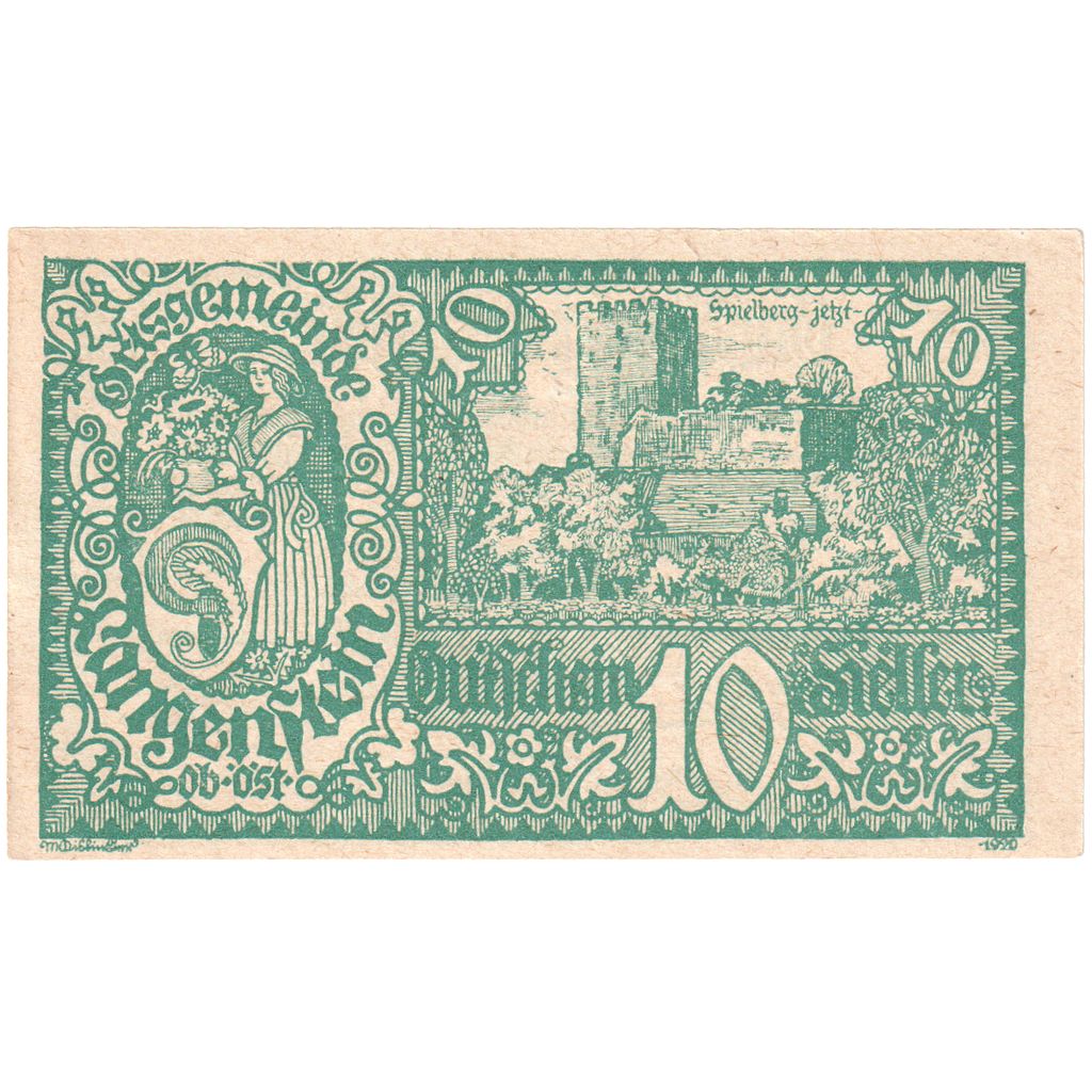 Oostenrijk, Langenstein, 10 Heller, château, 1920, SPL, Mehl:FS 502a