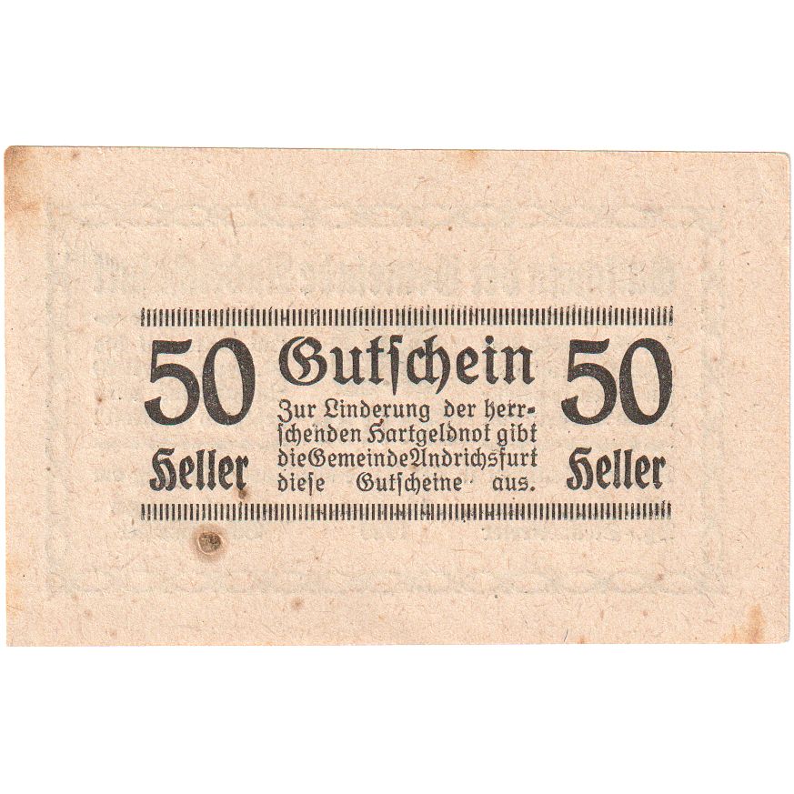 Österreich, Andrichsfurt, 50 Heller, Texte, 1920, 1920-09-30, UNZ-, Mehl:FS 41