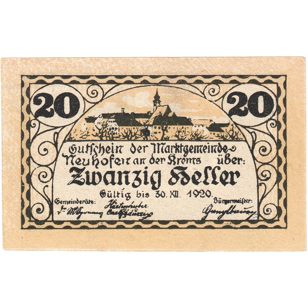 Österreich, Neuhofen, 20 Heller, Eglise, 1920, 1920-12-30, UNZ-, Mehl:FS 648a