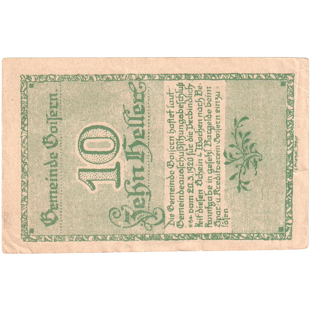 Austria, Goisern, 10 Heller, Blason, 1920, EF(40-45), Mehl:FS 247I