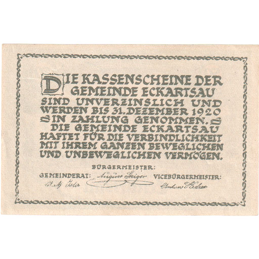 Autriche, Eckartsau, 50 Heller, château, 1920, 1920-12-31, SPL, Mehl:FS 149a