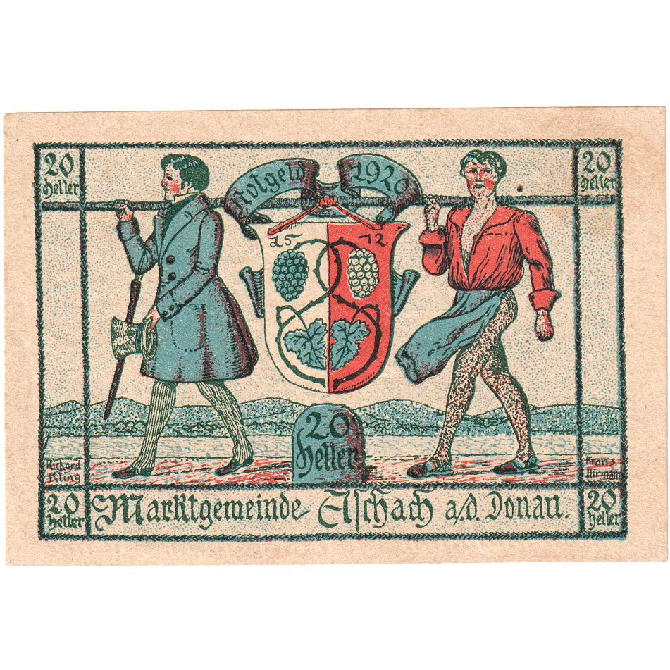Österreich, Aschach, 20 Heller, personnage, 1920, UNZ-, Mehl:FS 53IIb17