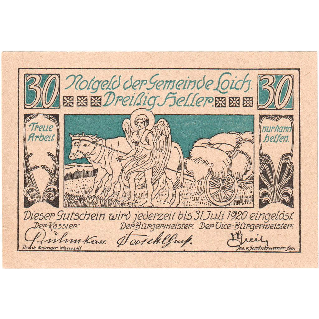 Österreich, LOICH, 30 Heller, Boeuf, 1920, 1920-07-31, UNZ-, Mehl:FS 562.02