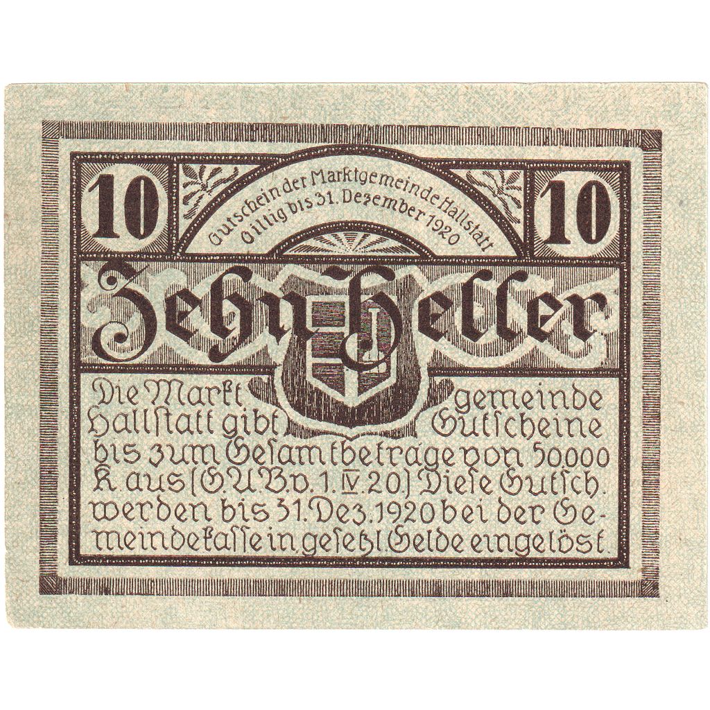 Österreich, Hallstatt, 10 Heller, château, 1920, 1920-12-31, UNZ-, Mehl:FS 345
