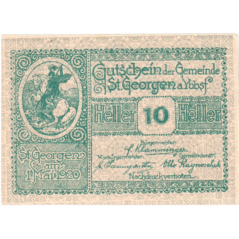 Oostenrijk, St Georgen, 10 Heller, blé, 1920, 1920-12-31, SPL, Mehl:FS 885I