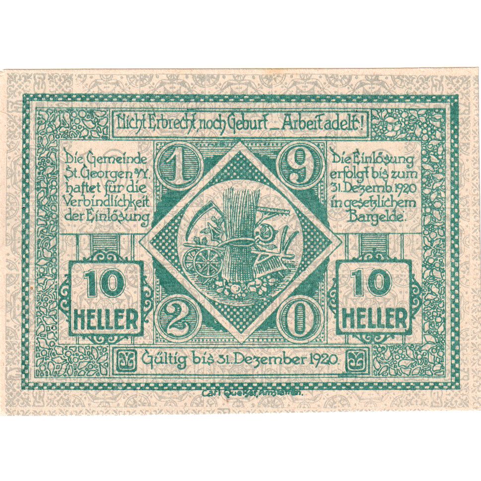 Oostenrijk, St Georgen, 10 Heller, blé, 1920, 1920-12-31, SPL, Mehl:FS 885I