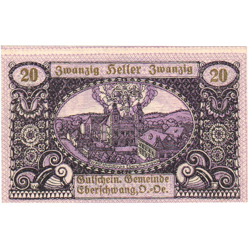 Autriche, Eberschwang, 20 Heller, sanglier, 1920, 1920-12-01, SPL, Mehl:FS 145a