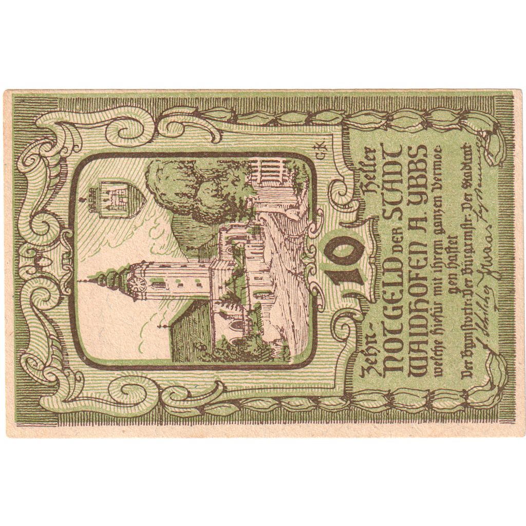 Autriche, Waidhofen, 10 Heller, Eglise, 1920, 1920-12-31, SPL, Mehl:FS 1127IIc
