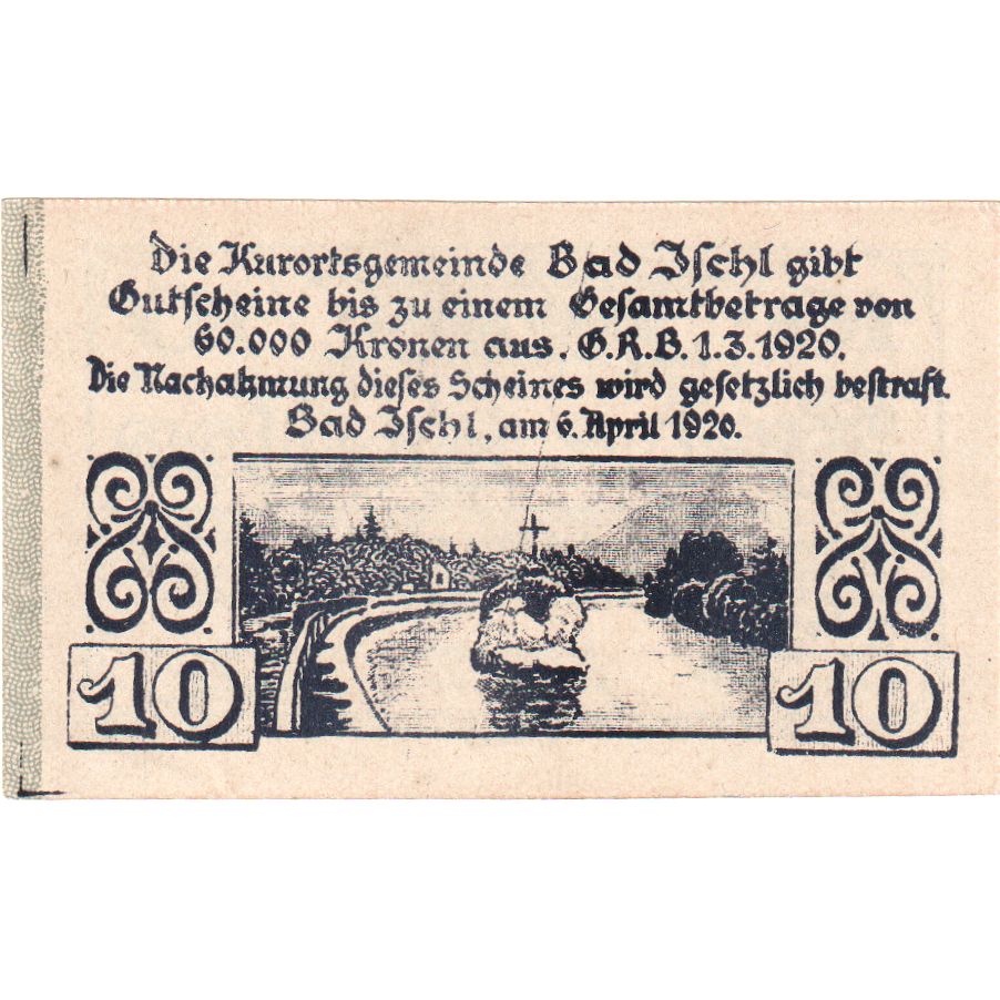 Austria, Bad Ischl, 10 Heller, fleuve, 1920, 1920-12-31, SC, Mehl:FS 77c
