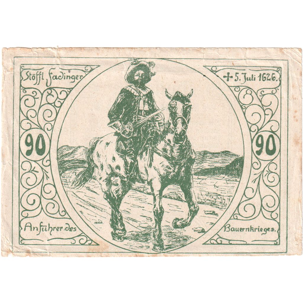 Autriche, St Agatha, 90 Heller, chevalier, 1920, 1920-12-31, TB, Mehl:FS 877IIe