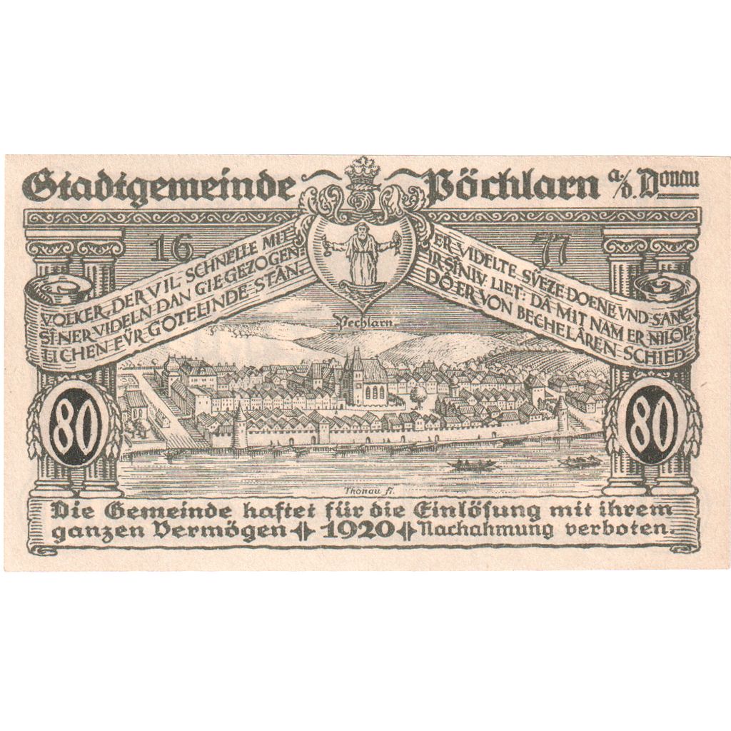Austria, Pochlarn, 80 Heller, château 1920-12-31, UNC(63), Mehl:FS 755III