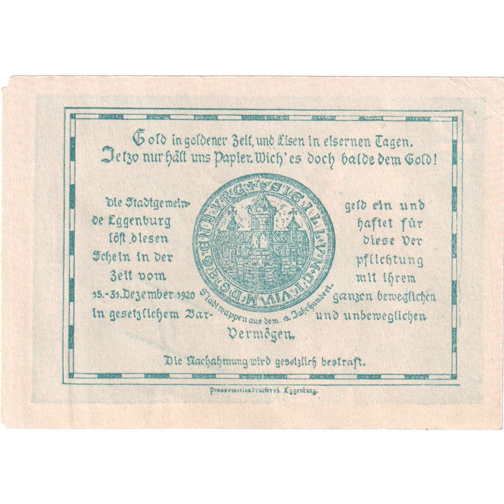 Austria, Eggenburg, 10 Heller, château 1920-12-31, UNC(60-62), Mehl:FS 162b