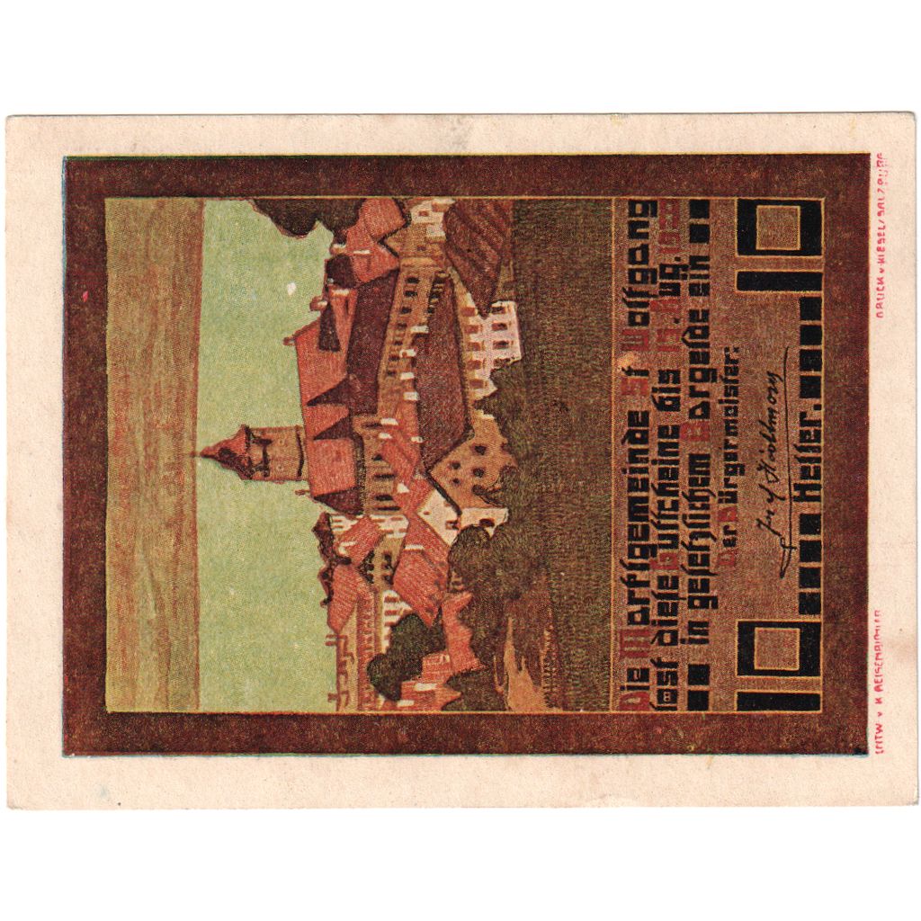 Austria, St Wolfgang, 10 Heller, paysage 1920-08-15, UNC(63), Mehl:FS 947a