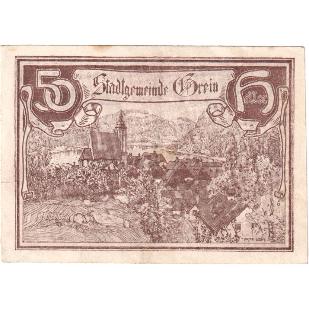 Autriche, Grein, 50 Heller, village, 1920, 1920-12-31, SUP, Mehl:FS 276Ib