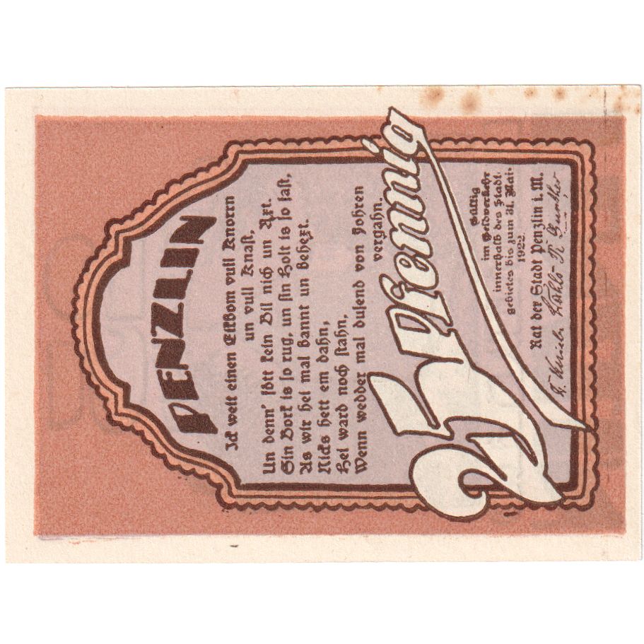 Österreich, Penzlin, 25 Pfennig, 1922-05-31, VZ