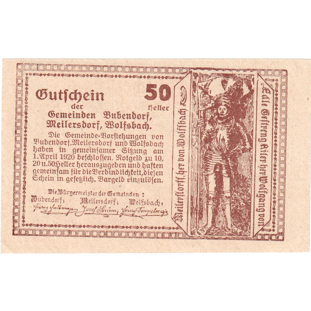 Autriche, Grödig, 50 Heller, Eglise, 1920, 1920-12-31, SPL, Mehl:FS 290e