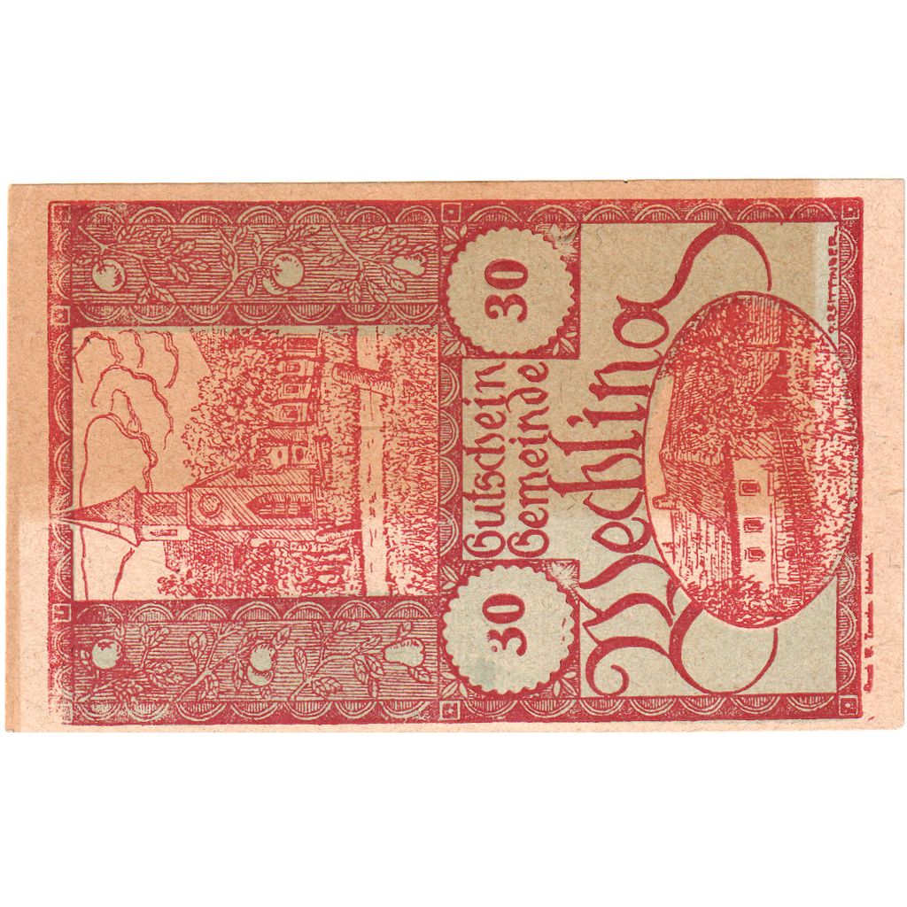 Autriche, Wechling, 30 Heller, Eglise, 1920, 1920-10-30, SPL, Mehl:FS 1145a