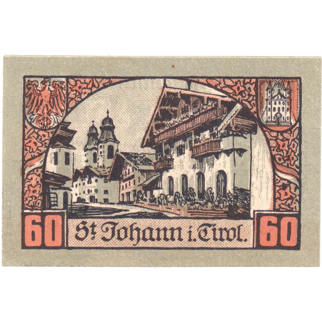 Austria, St Johann, 60 Heller, village, 1921, 1921-03-31, UNC(63), Mehl:FS 898e