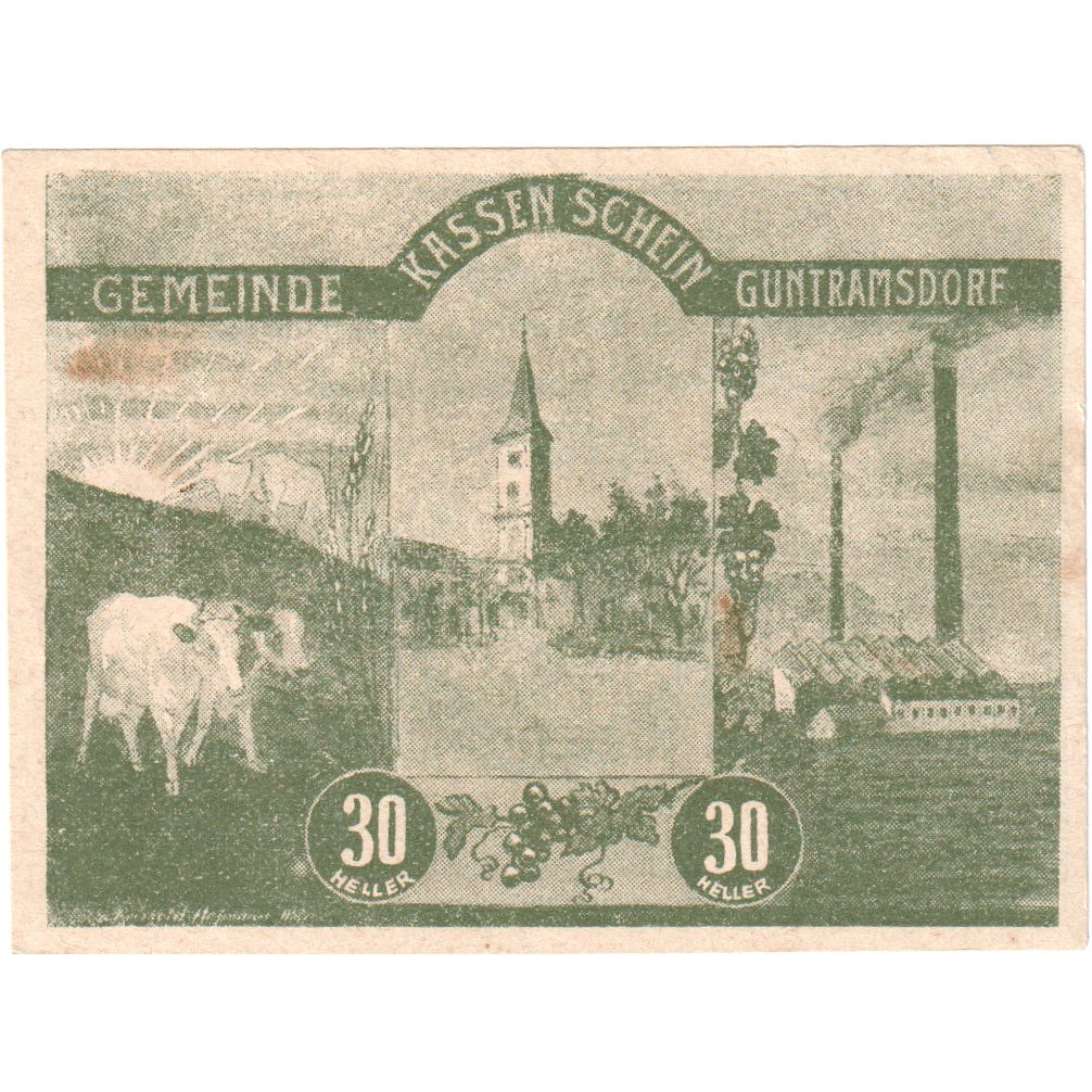 Autriche, Gunstramsdorf, 30 Heller, Usine, 1920, 1920-08-31, SPL, Mehl:FS 310e