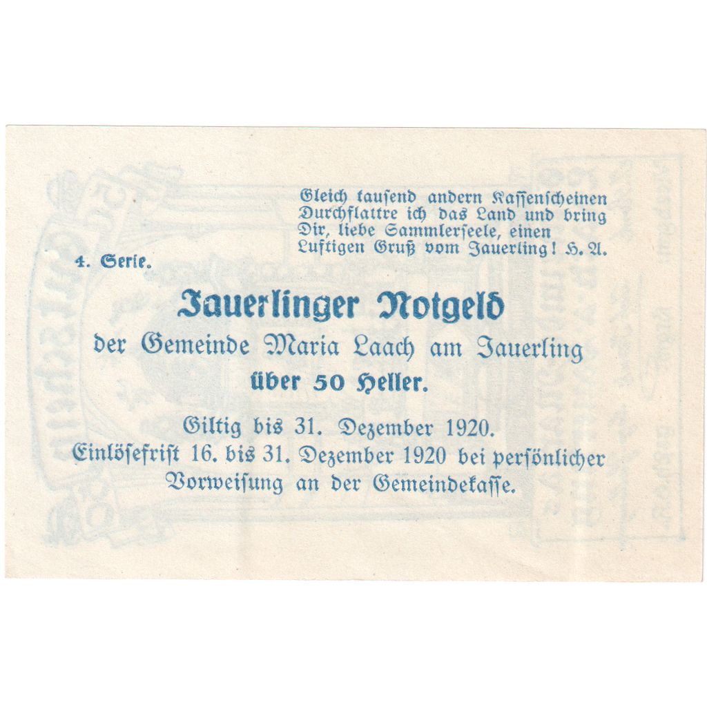 Austria, Maria-Laach, 20 Heller, ruine, 1920, 1920-12-31, UNC(63)