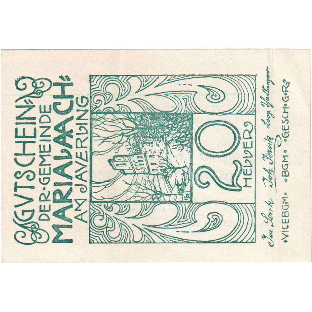 Austria, Maria-Laach, 20 Heller, château, 1920, 1920-12-31, SPL
