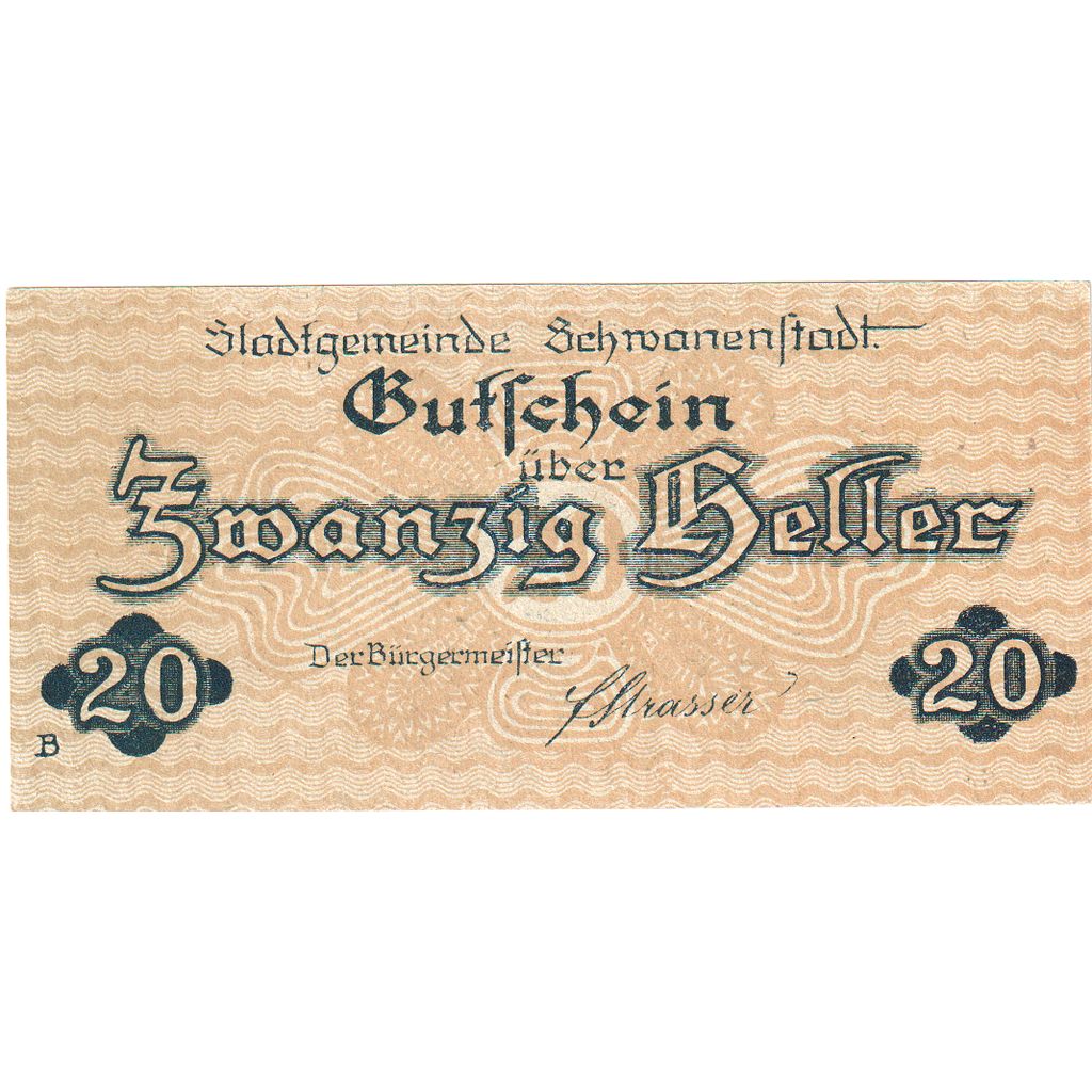 Austria, Schwanenstadt, 20 Heller, village 1920-12-31, UNC(63), Mehl:FS 977Ia