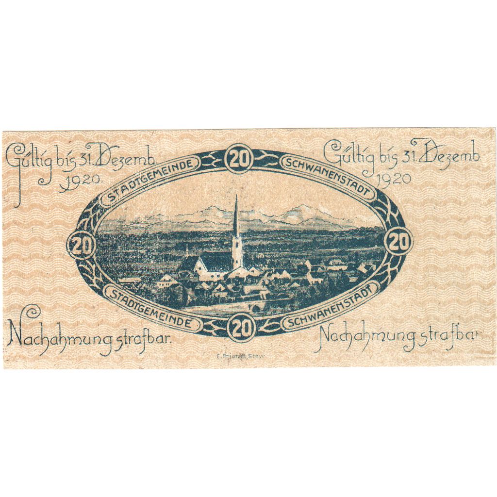 Austria, Schwanenstadt, 20 Heller, village 1920-12-31, UNC(63), Mehl:FS 977Ia