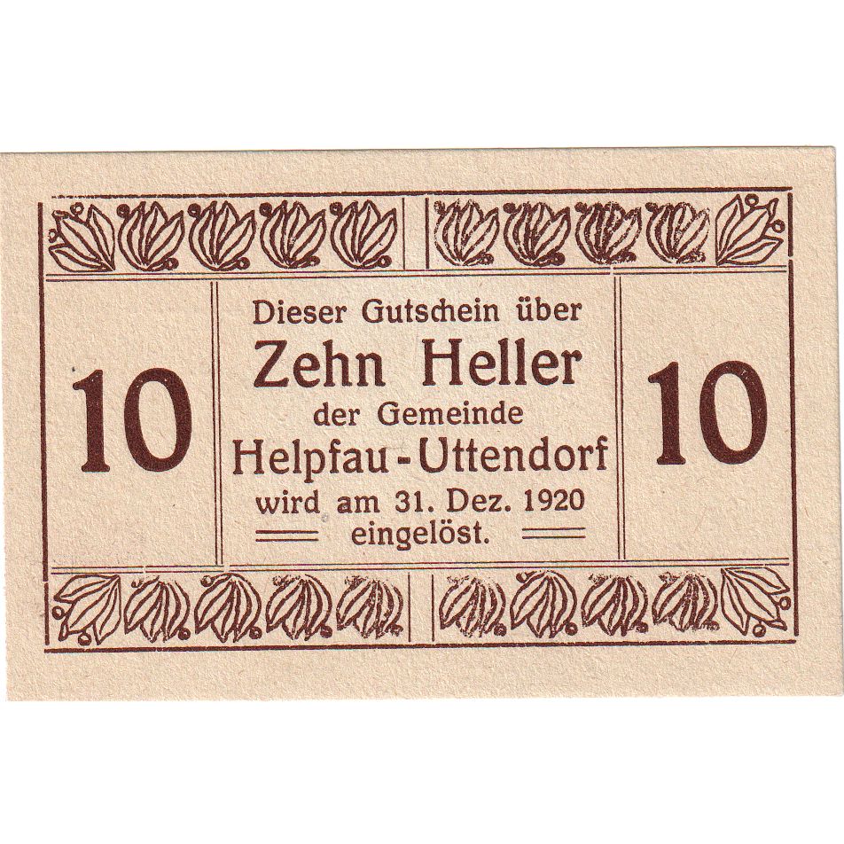 Oostenrijk, Helpfau, 10 Heller, Texte, 1920, 1920-12-31, SPL, Mehl:FS 365II