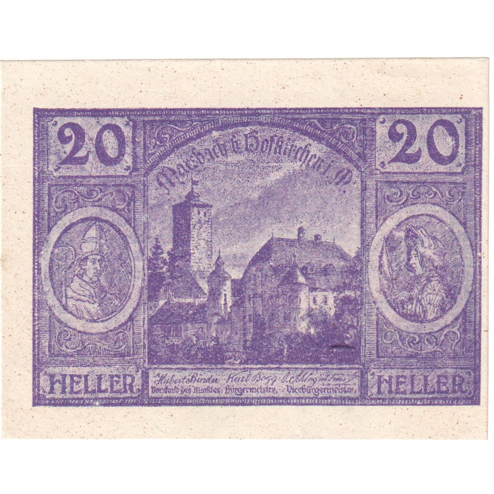 Autriche, Hofkirchen, 20 Heller, Eglise, 1920, SPL, Mehl:FS 386Id2