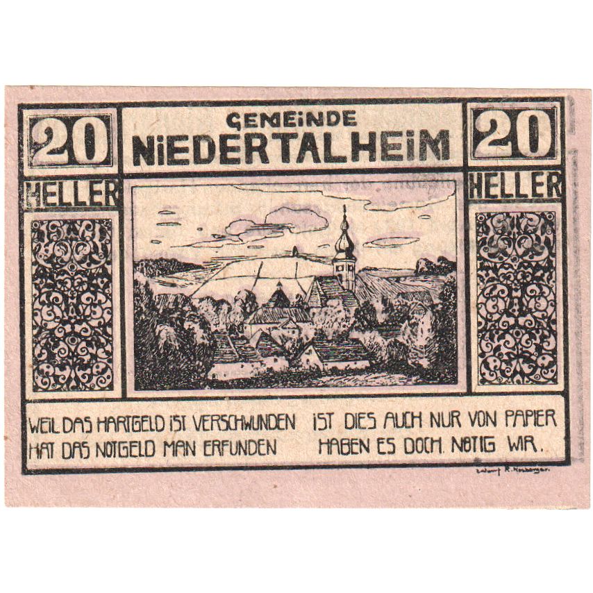 Autriche, Niedertalheim, 20 Heller, village, 1920, 1920-12-31, SPL, Mehl:FS 672b