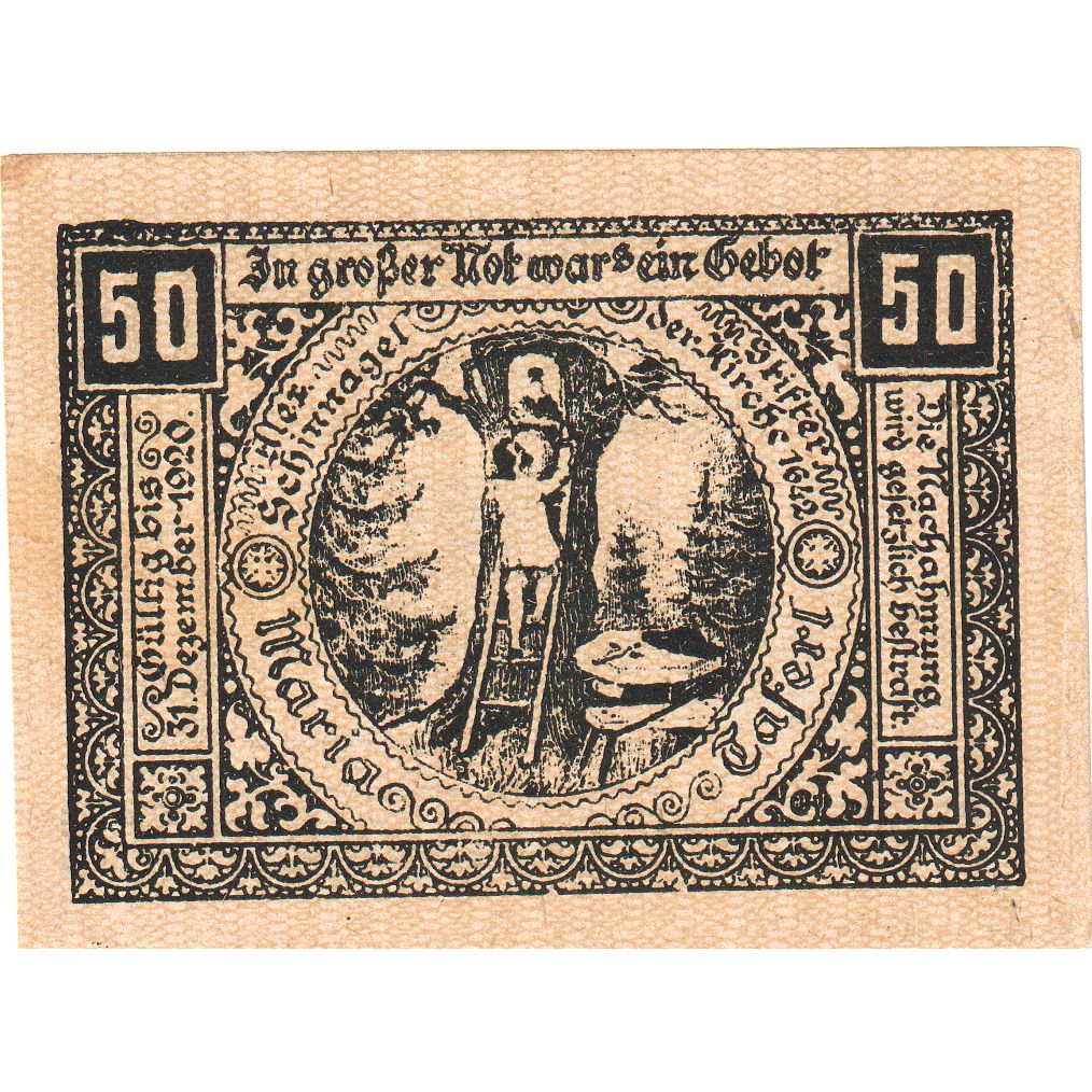 Oostenrijk, Maria Taferl, 50 Heller, Eglise, 1920, 1920-12-31, SPL, Mehl:FS 588
