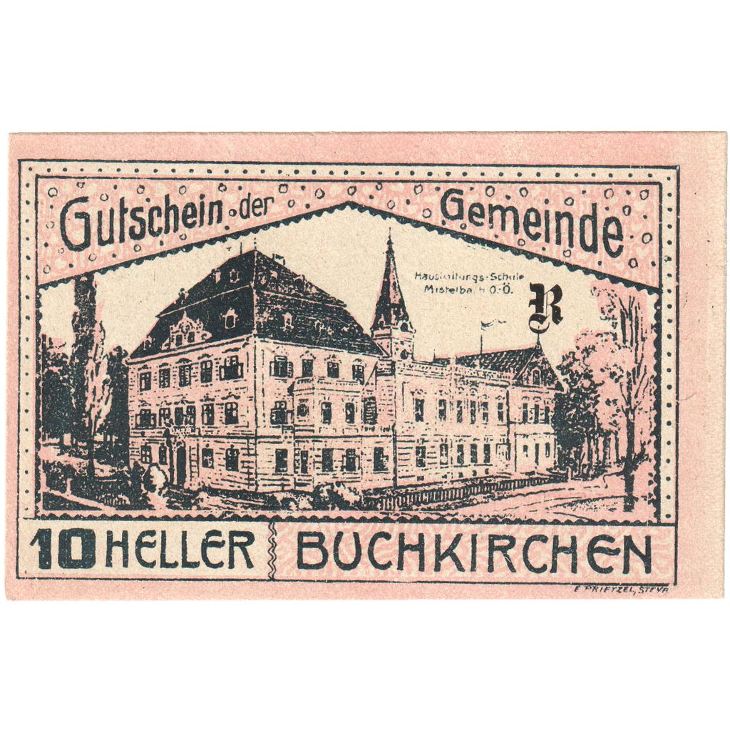 Autriche, Buchkirchen, 10 Heller, Eglise, 1920, 1920-10-31, SPL, Mehl:FS 114a