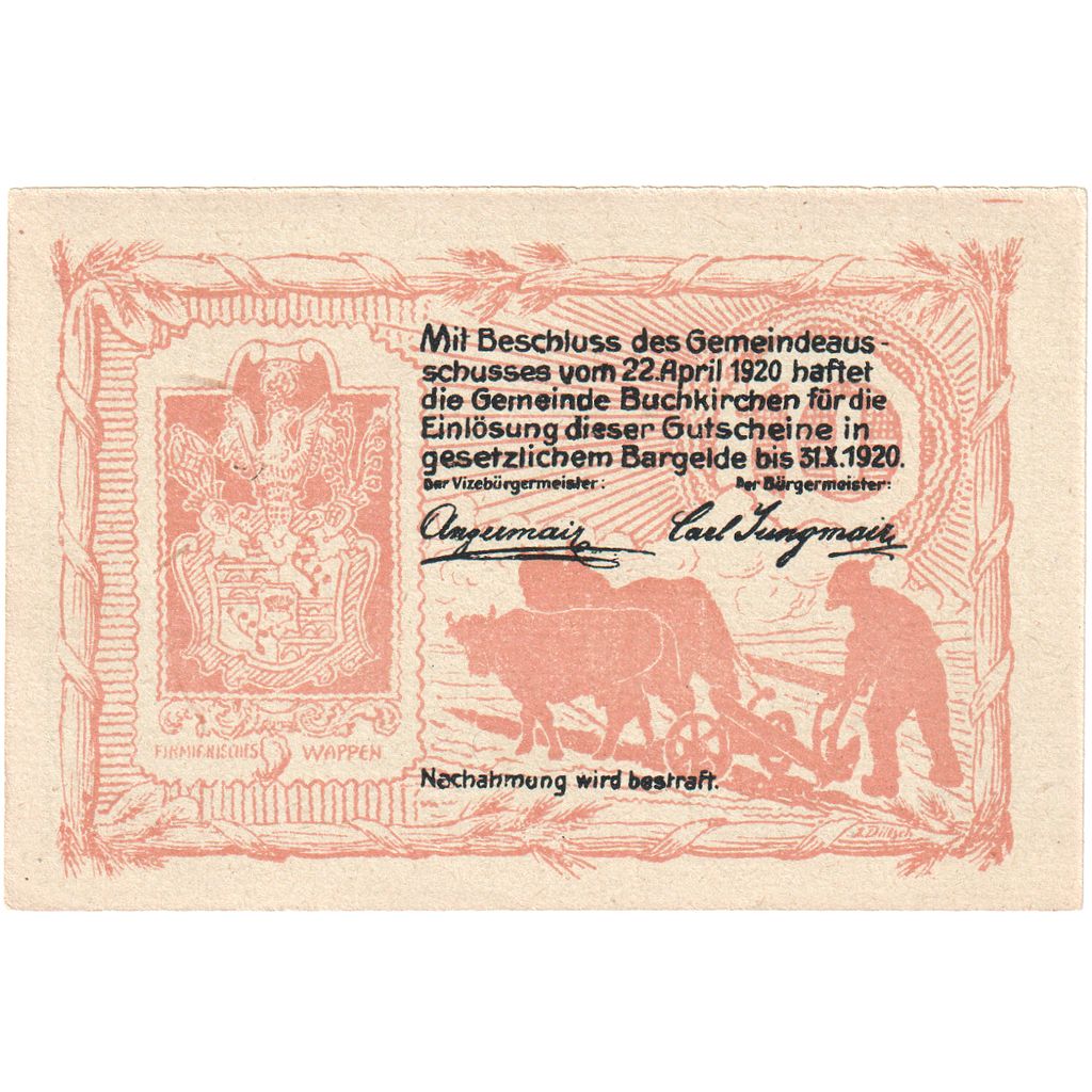 Oostenrijk, Buchkirchen, 10 Heller, Eglise 1, 1920-10-31, SPL, Mehl:FS 114a