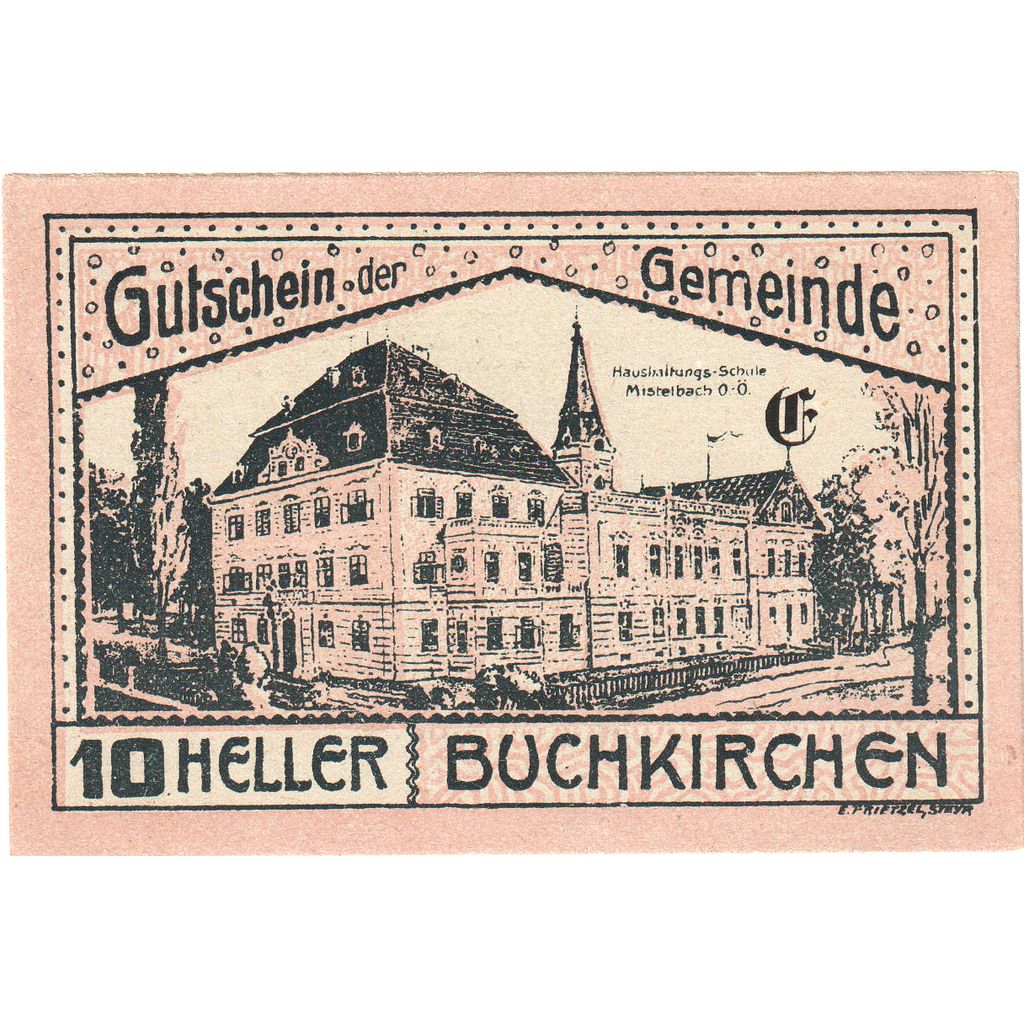 Oostenrijk, Buchkirchen, 10 Heller, Eglise 1, 1920-10-31, SPL, Mehl:FS 114a