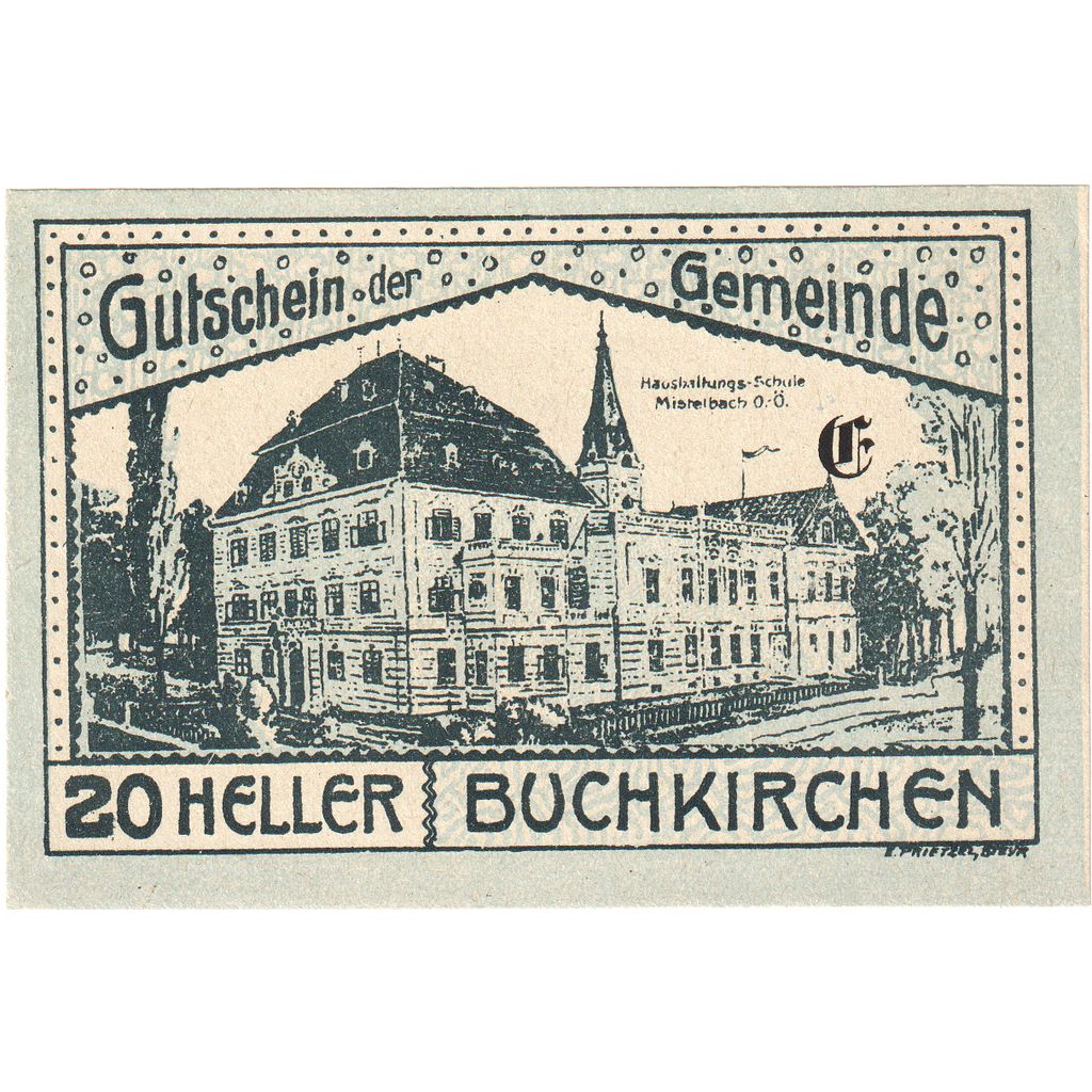 Oostenrijk, Buchkirchen, 20 Heller, Eglise 1, 1920-10-31, SPL, Mehl:FS 114a