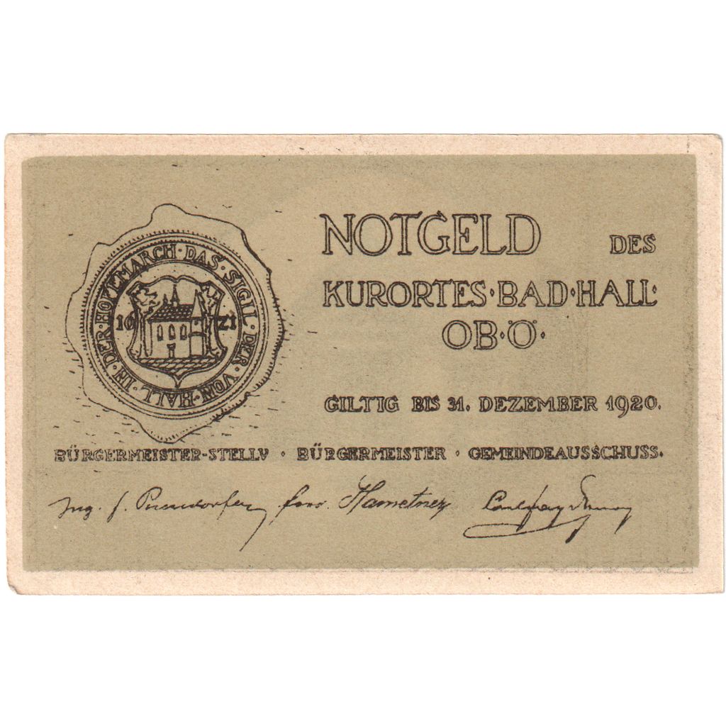 Oostenrijk, Bad Hall, 10 Heller, Eglise, 1920, 1920-12-31, SPL, Mehl:FS 76Ia