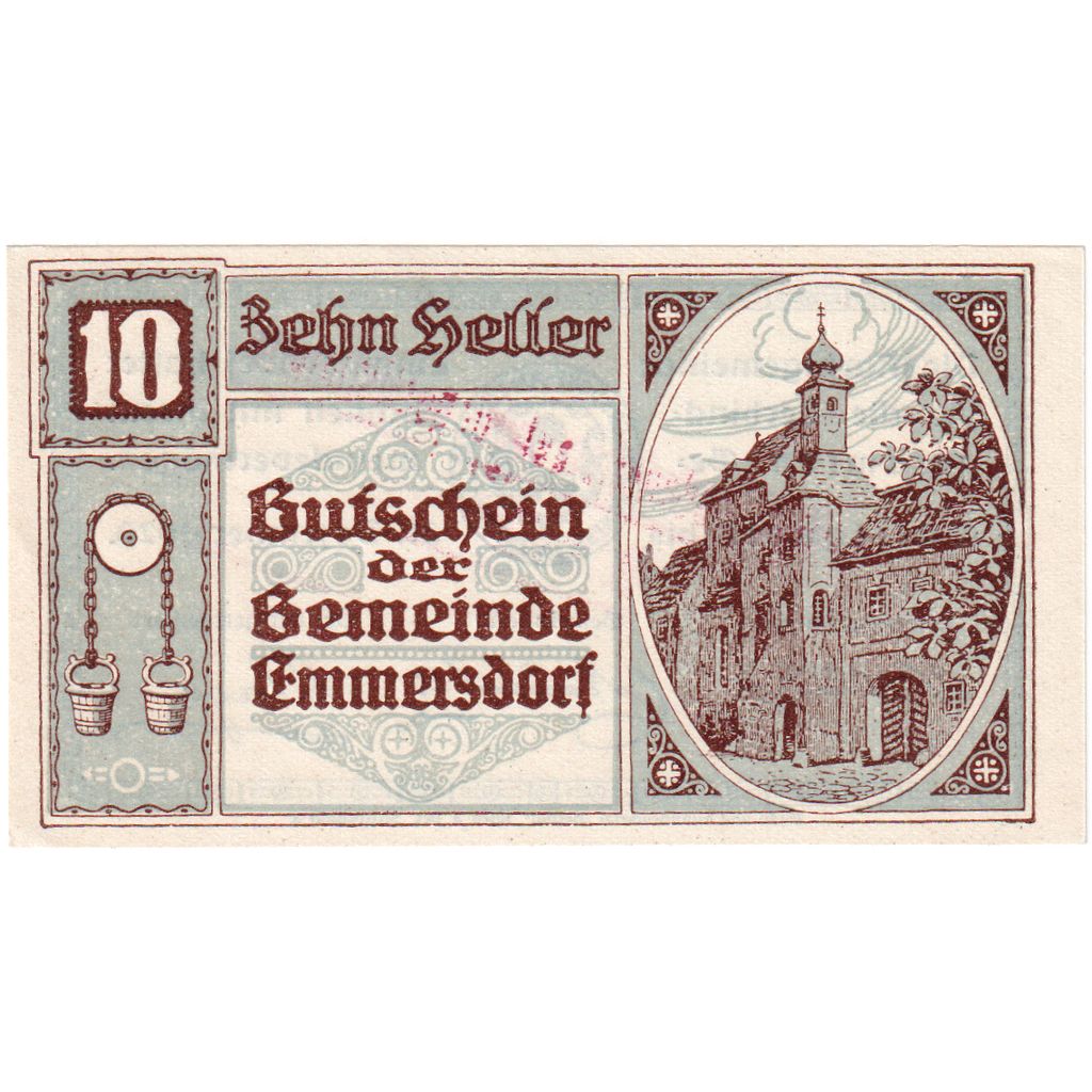 Autriche, Emmersdorf, 10 Heller, Eglise, 1920, 1920-12-31, SPL, Mehl:FS 171a