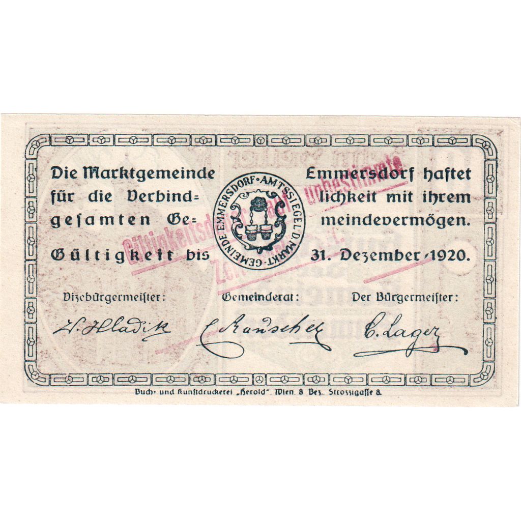 Autriche, Emmersdorf, 10 Heller, Eglise, 1920, 1920-12-31, SPL, Mehl:FS 171a