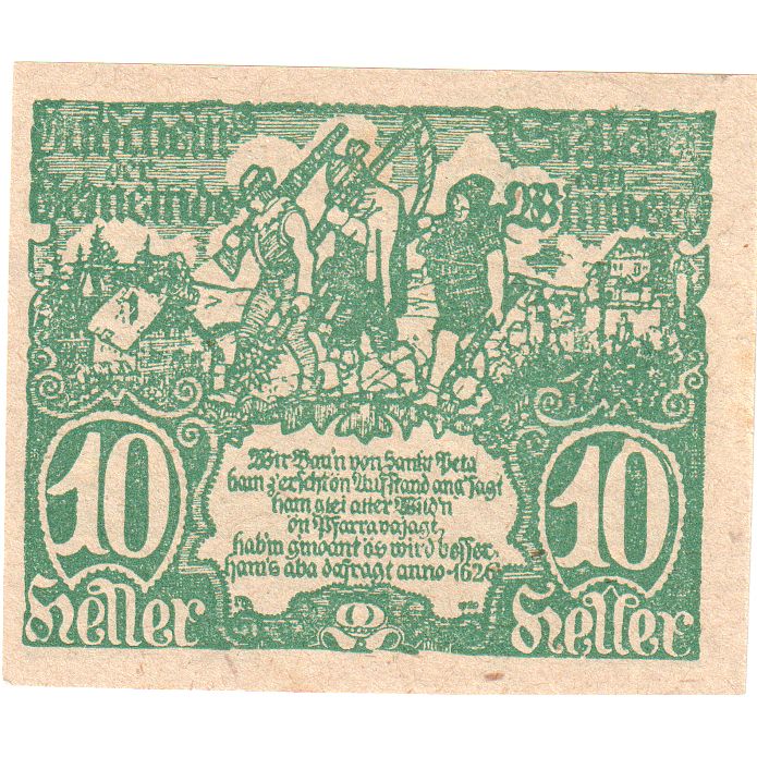 Autriche, St Peter, 10 Heller, Blason, 1921, 1921-06-30, SPL, Mehl:FS 926