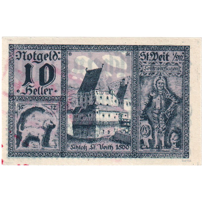 Autriche, St Veit, 10 Heller, château, 1920, 1920-12-31, SPL, Mehl:FS 944a