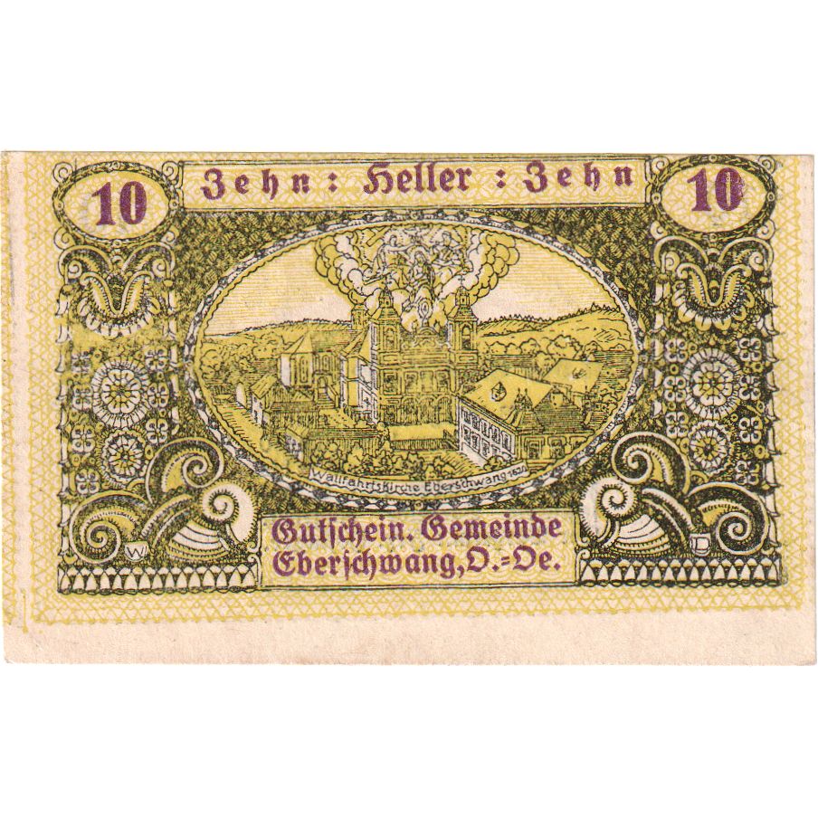 Autriche, Eberschwang, 10 Heller, sanglier, 1920, 1920-12-01, SPL, Mehl:FS 145a