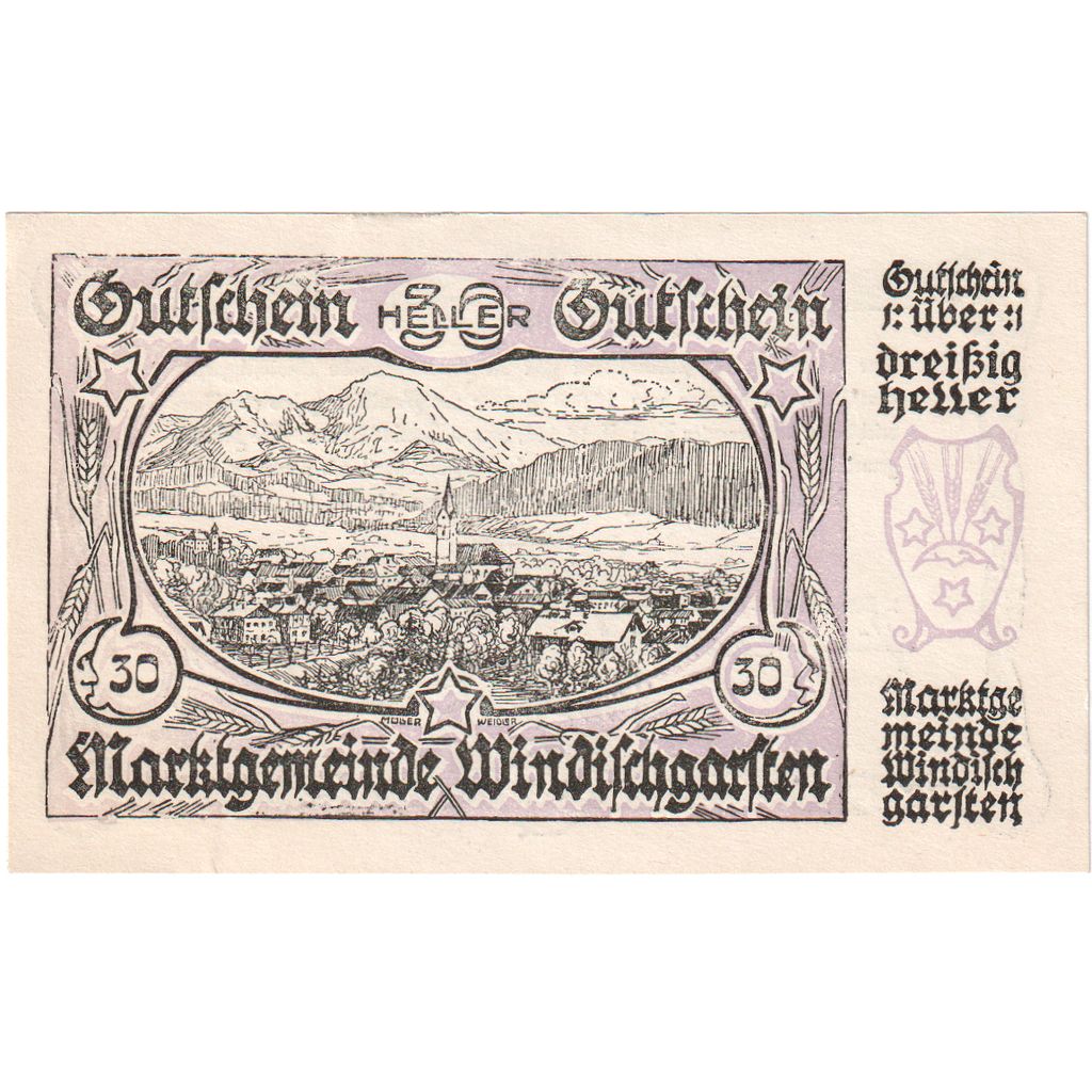 Autriche, Windischgarsten, 30 Heller, paysage 1920-10-31, SPL, Mehl:FS 1245IIIb