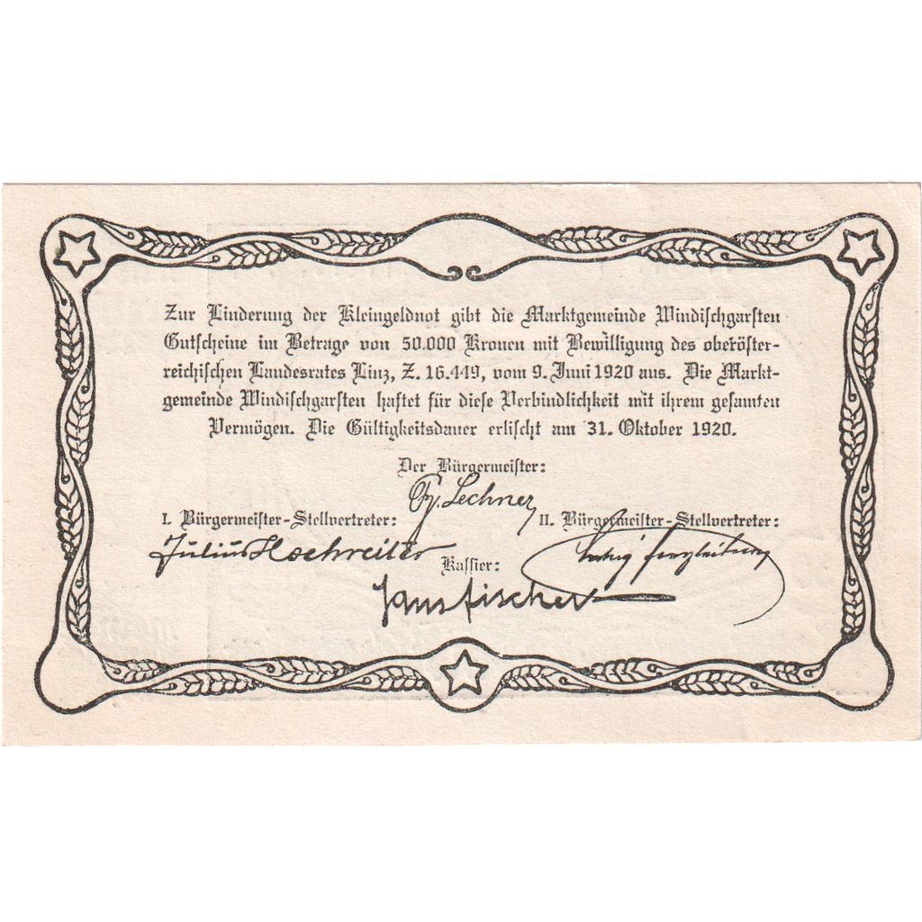 Autriche, Windischgarsten, 30 Heller, paysage 1920-10-31, SPL, Mehl:FS 1245IIIb