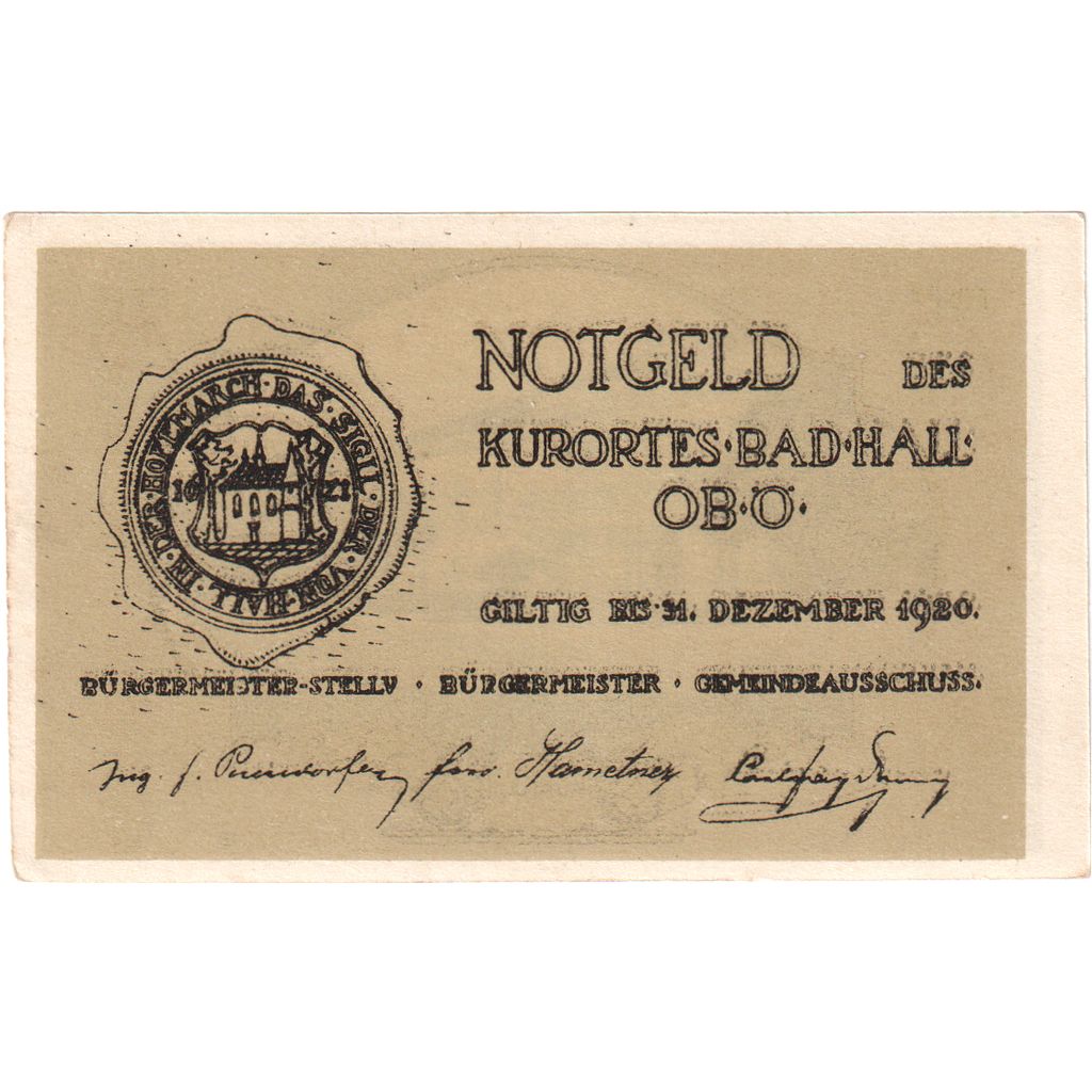 Autriche, Bad Hall, 75 Heller, château, 1920, 1920-12-31, SPL, Mehl:FS 76Ia